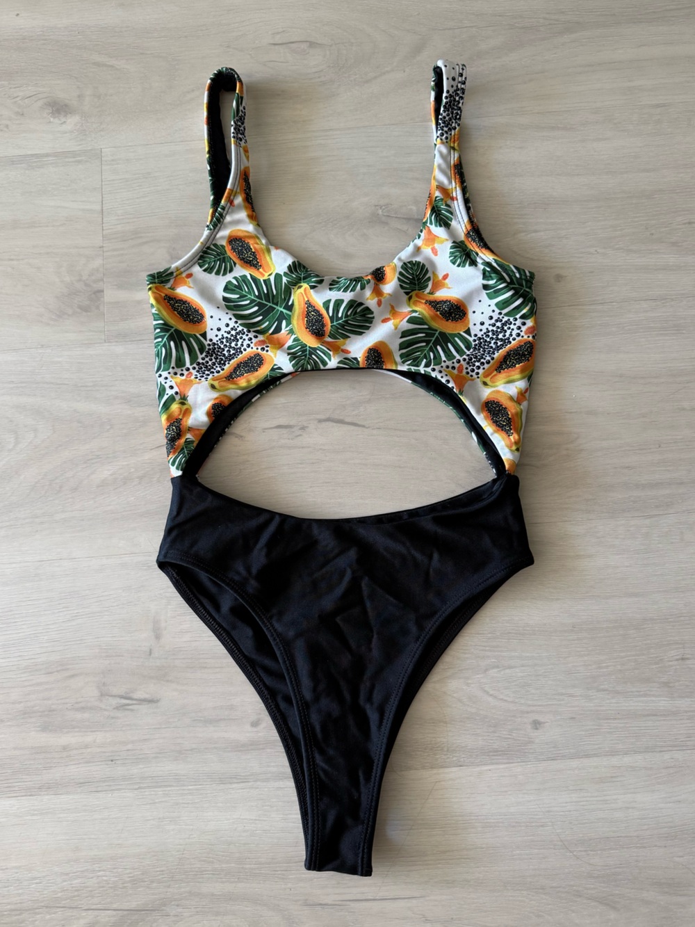 Jungle Sol Papaya One Piece Cut-Out Bikini